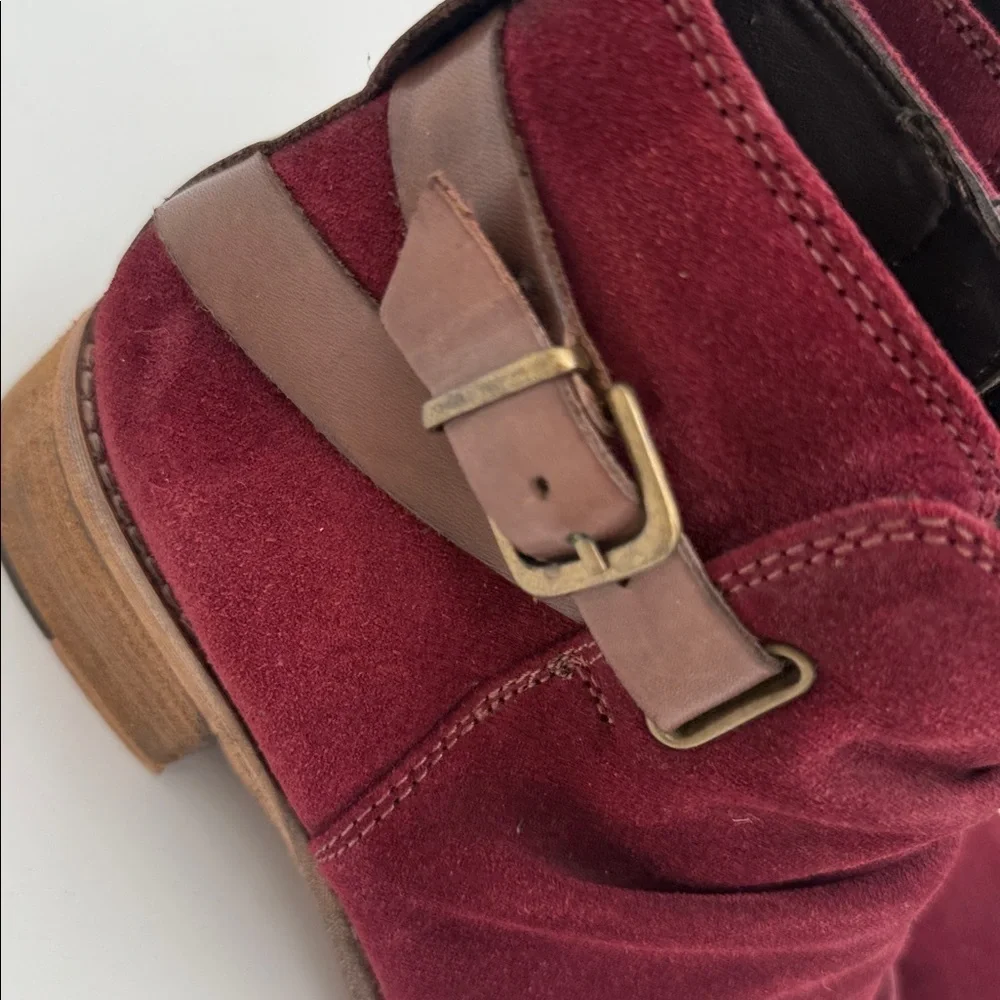 Diba true Women's Burgundy Ankle combat Boots women 8 leather suede casual Y2K